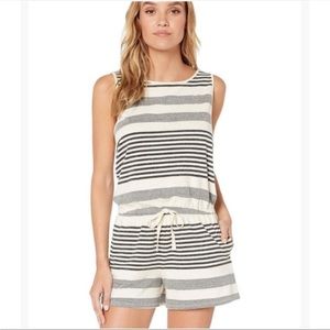 Michael Stars Bay Stripe Kylie Sleeveless Boat Neck Romper, Chalk, Size:MD